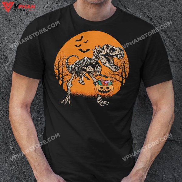 Halloween Dinosaur T Rex Skeleton Scary Boys Kids Teens T-Shirt