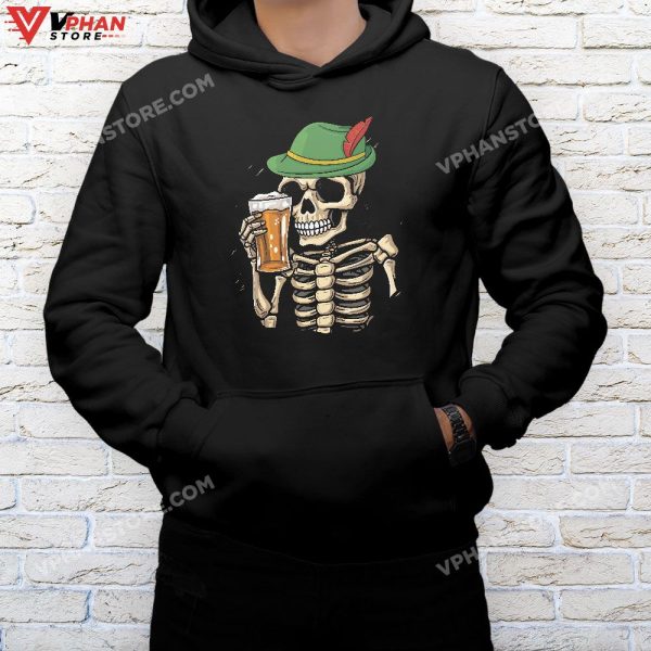 Halloween Oktoberfest Skeleton Drinking Beer Dad Funny Lazy Skull Costume