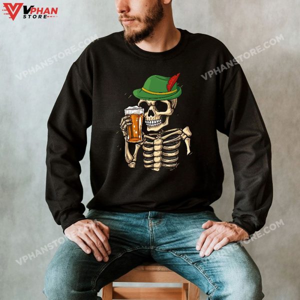 Halloween Oktoberfest Skeleton Drinking Beer Dad Funny Lazy Skull Costume