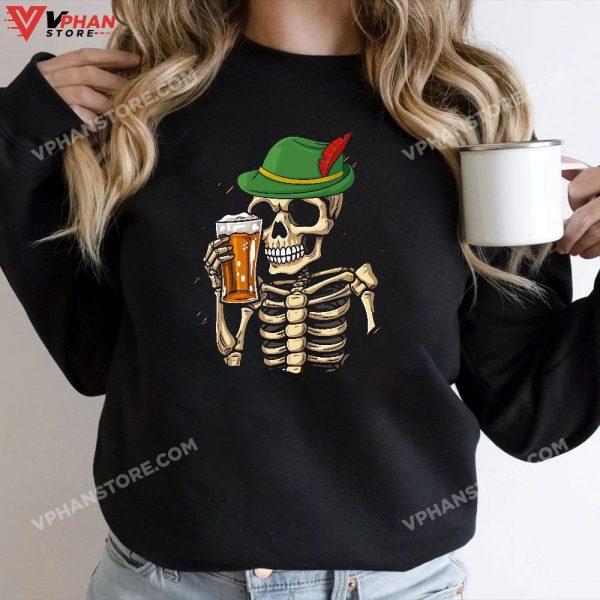 Halloween Oktoberfest Skeleton Drinking Beer Dad Funny Lazy Skull Costume