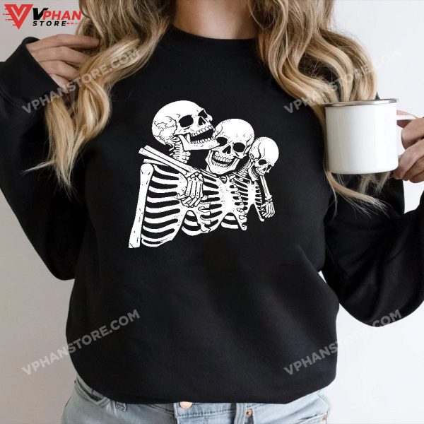 Halloween Shirt Skeleton Costume For Family Friend Adults Kids