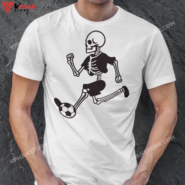 Halloween Skeleton Soccer Player Boys Kids T-Shirt, Skeleton Costume