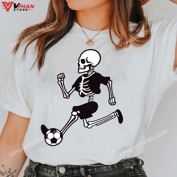 Halloween Skeleton Soccer Player Boys Kids T-Shirt, Skeleton Costume