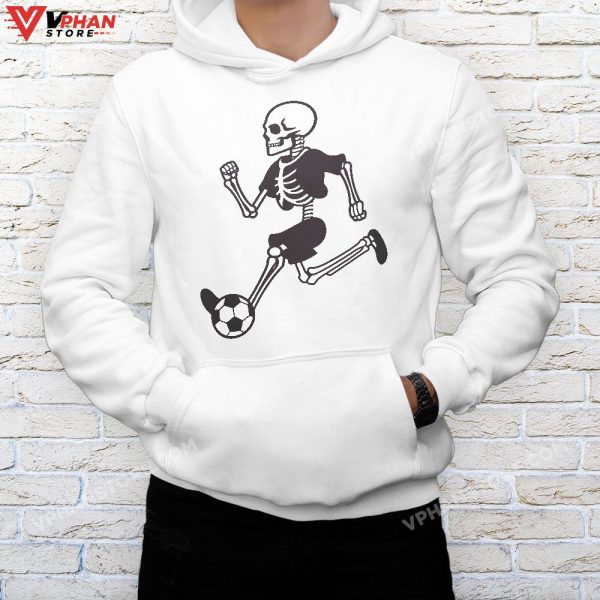 Halloween Skeleton Soccer Player Boys Kids T-Shirt, Skeleton Costume