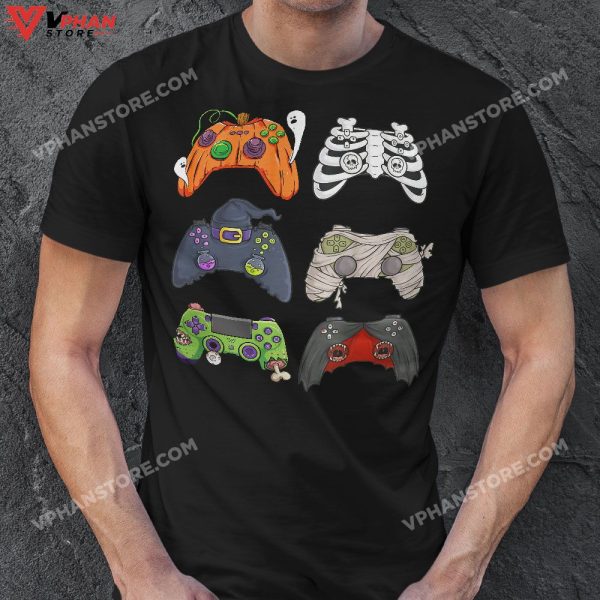 Halloween Skeleton Zombie Gaming Controllers Mummy Boys Kids T-Shirt