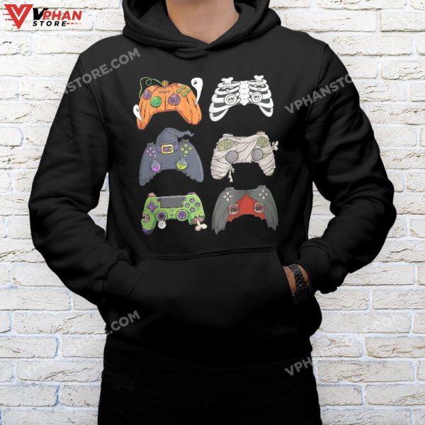 Halloween Skeleton Zombie Gaming Controllers Mummy Boys Kids T-Shirt