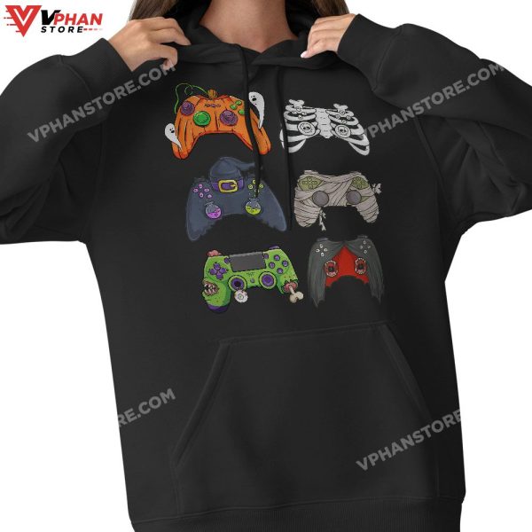 Halloween Skeleton Zombie Gaming Controllers Mummy Boys Kids T-Shirt