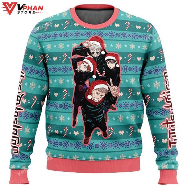 Happy Dub Cast Jujutsu Kaisen Anime Ugly Christmas Sweater