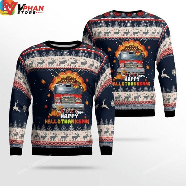 Happy Hallothanksmas Ugly Christmas Sweater