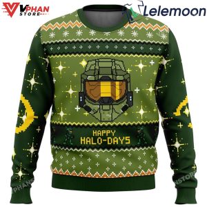 Happy Halo Days Ugly Christmas Sweater 1