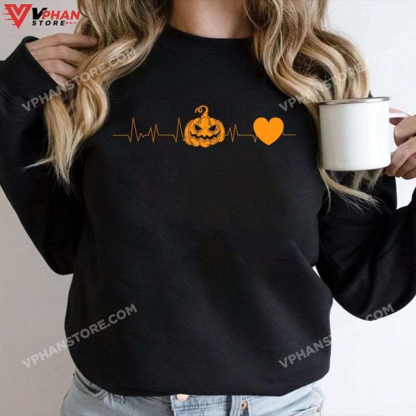 Heartbeat Pumpkin Scrub Top Nurse Halloween Costume Women, Scary Nurse Costume