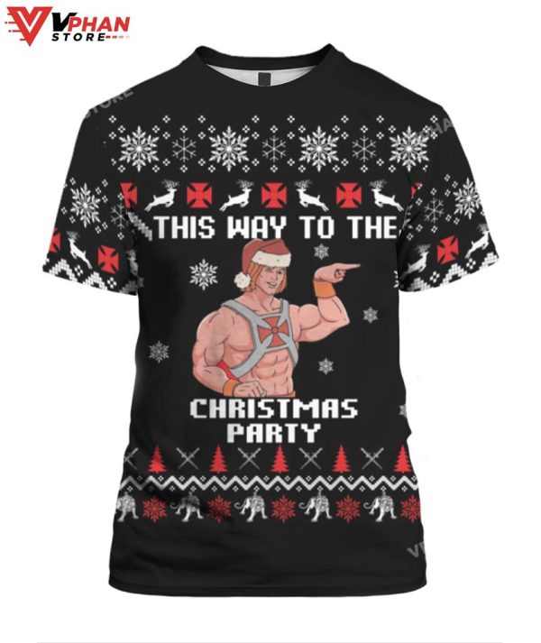 Heman This Way To The Christmas Party Sweater, Meme Funny Sweater