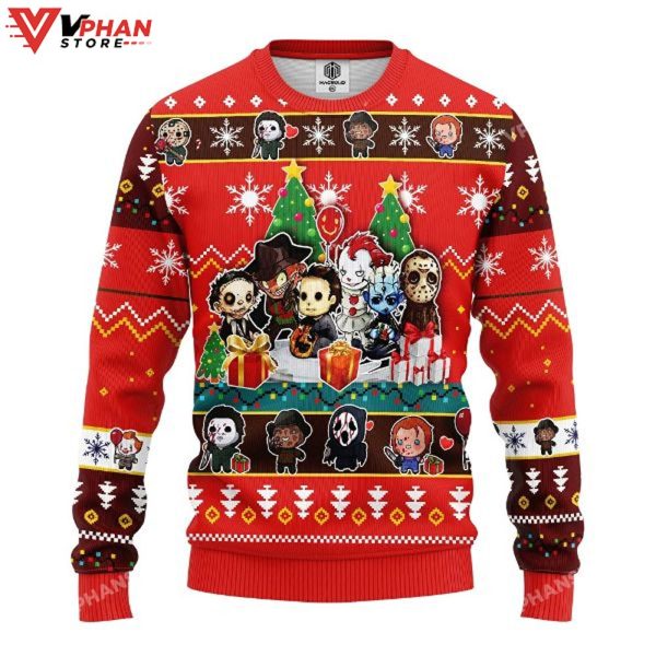 Horror Movie Characters Halloween Ugly Christmas Sweater