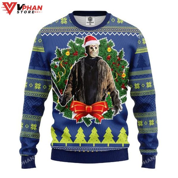 Horror Movie Characters Jason Woorhees Ugly Christmas Sweater