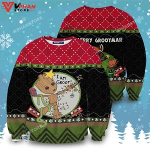 I Am Groot Sweatshirt, Merry Grootmas Wool Knitted Christmas Sweater