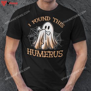 I Found This Humerus Funny Halloween Ghost Skeleton Womens T Shirt 1