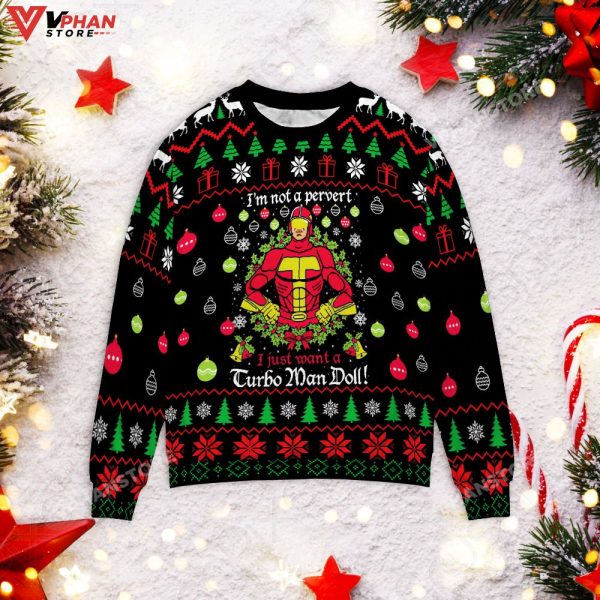 I’m Not A Perver Turbo Man Christmas Sweater