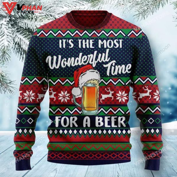 It’s The Most Wonderful Time For A Beer Christmas Ugly Sweatshirt Sweater