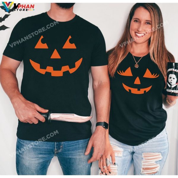 Jack O Lantern Scary Pumpkin T-Shirt Funny Couples Halloween Costumes