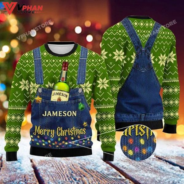 Jameson Whiskey Merry Christmas Xmas Wool Knitted Ugly Sweater