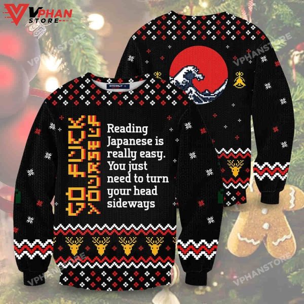 Japanese Wave Christmas Wool Knitted Ugly Sweater