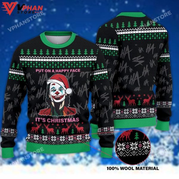 Joker Put On A Happy Face It’s Ugly Christmas Sweater