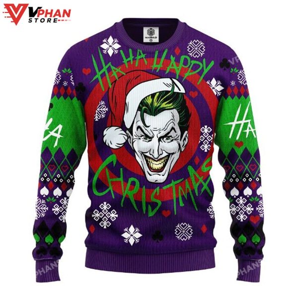 Joker Smile Dc Comics Haha Happy Christmas Ugly Sweater