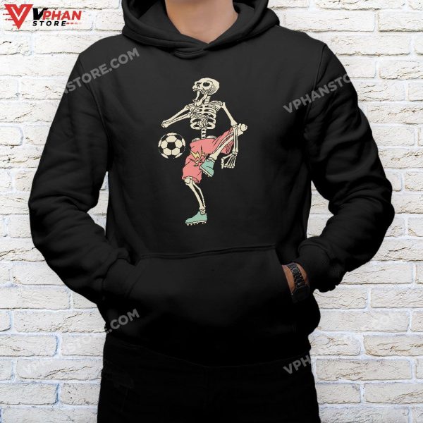 Kids Skeleton Soccer Shirt Halloween Sport Player Costume T-Shirt