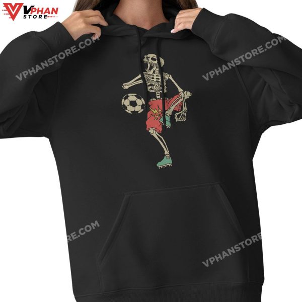 Kids Skeleton Soccer Shirt Halloween Sport Player Costume T-Shirt