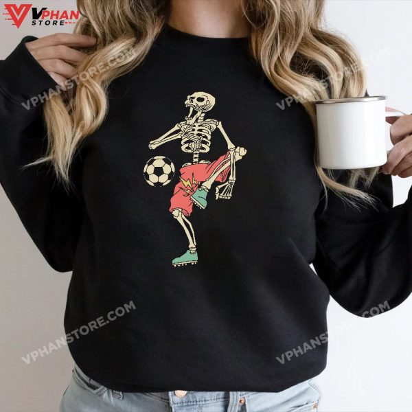 Kids Skeleton Soccer Shirt Halloween Sport Player Costume T-Shirt