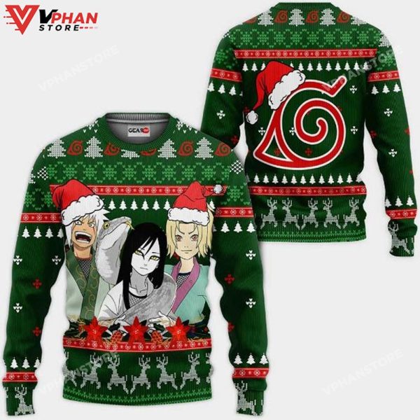 Konoha Team Sannin Nrt Anime Xmas Ugly Christmas Sweater