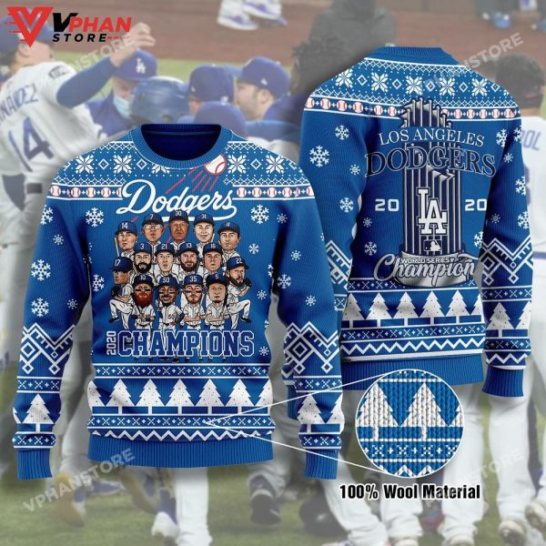 LA Dogers Baseball Team 2023 Champions Ugly Christmas Sweater