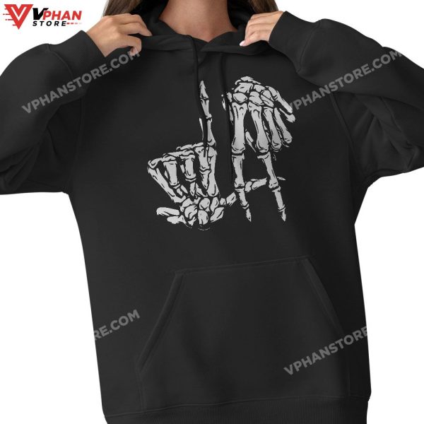 La Hand Sign Lazy DIY Halloween Costume Skeleton Los Angeles T-Shirt