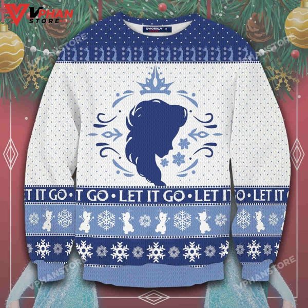 Let It Go Elsa Frozen Wool Knitted Ugly Christmas Sweater