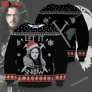 Let It Snow Wool Knitted Sweater Game Of Throne Christmas 3D Sweater 1