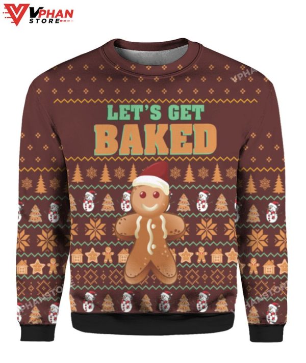 Lets Get Baked Christmas Sweater, Cute Vintage Sweater