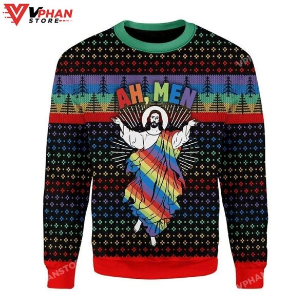 Lgbt Jesus Christmas Wool Knitted Sweatshirt Ugly Christmas Sweater