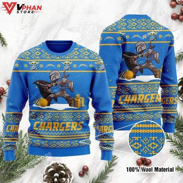 Los Angeles Chargers Baby Yoda Boba Fett The Mandalorian Ugly Sweater