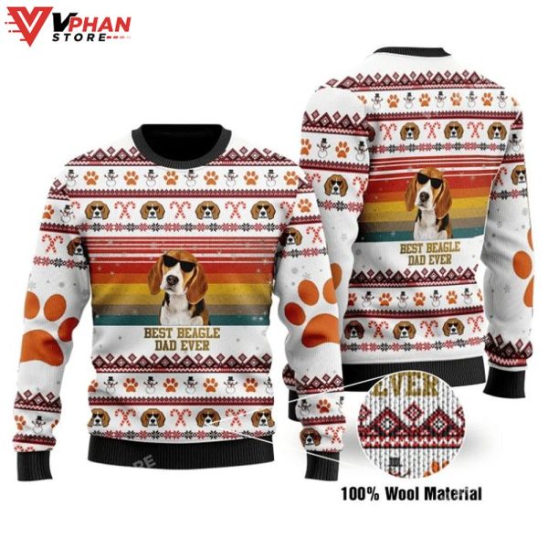 Lovely Best Beagle Dad Ever Christmas Sweater All Over Printed