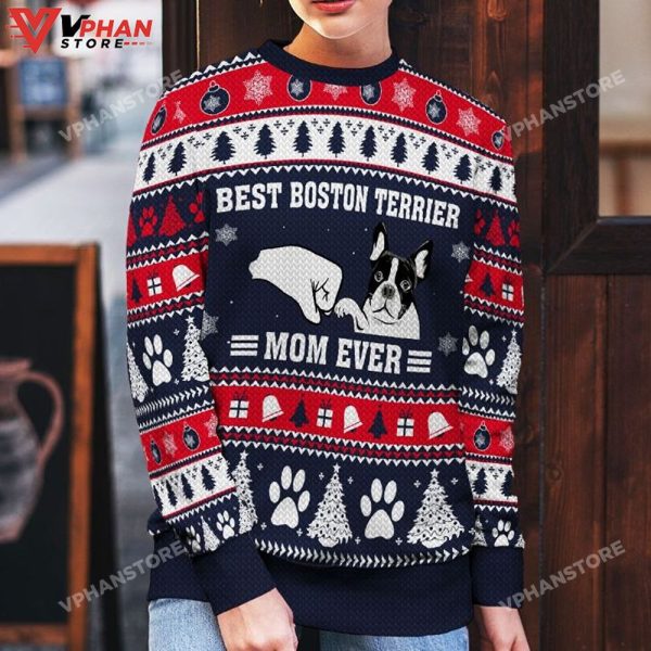 Lovely Best Boston Terrier Mom Ever 3D Christmas Sweater