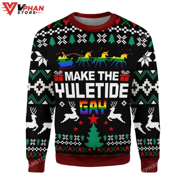 Make The Yuletide Gay Pride Ugly Christmas Sweater