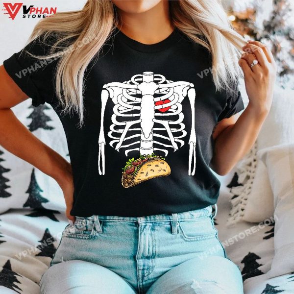 Mens Halloween Dad Skeleton Taco Belly Funny Pregnancy Couple Men T-Shirt