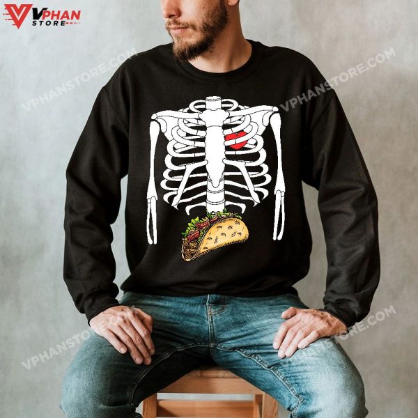 Mens Halloween Dad Skeleton Taco Belly Funny Pregnancy Couple Men T-Shirt