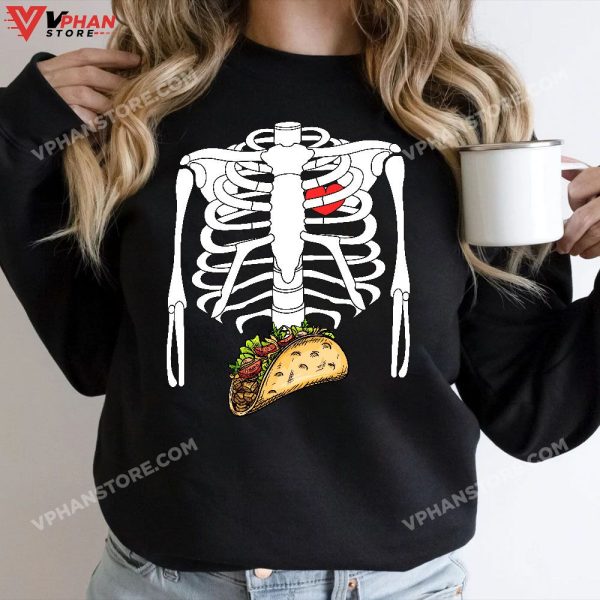 Mens Halloween Dad Skeleton Taco Belly Funny Pregnancy Couple Men T-Shirt