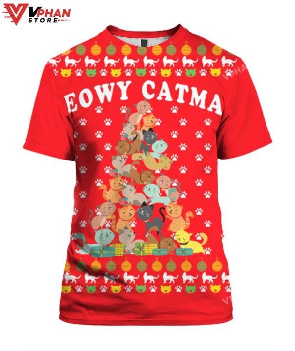 Meowy Catmas 3D Christmas Vintage Retro Sweater