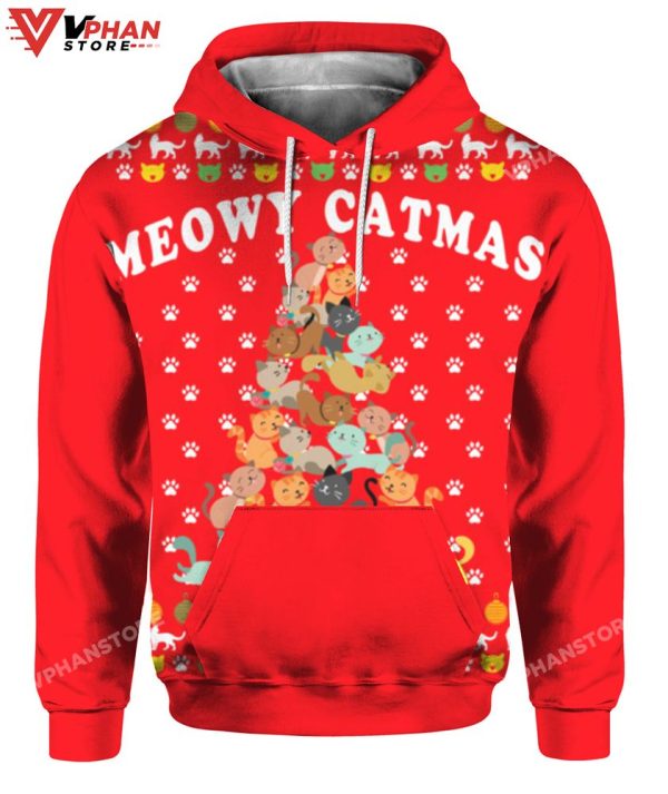 Meowy Catmas 3D Christmas Vintage Retro Sweater