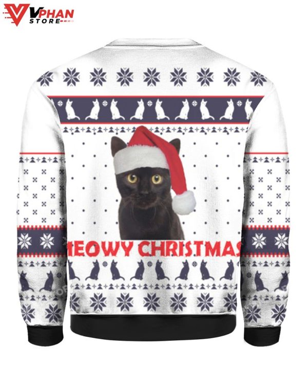 Meowy Christmas Ugly Sweater, Cute Funny Cat Sweater