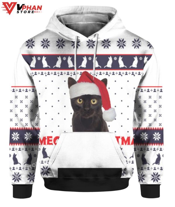 Meowy Christmas Ugly Sweater, Cute Funny Cat Sweater