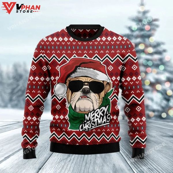 Merry Christmas Swag Bulldog Ugly Christmas Sweater