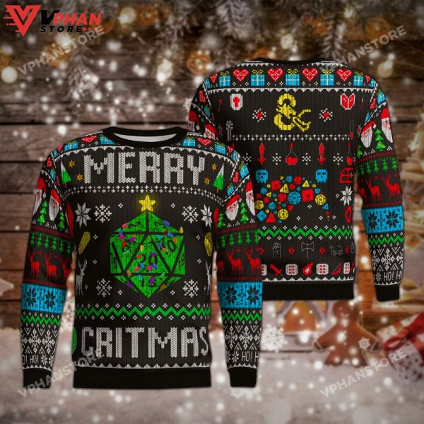 Merry Critmas Dungeons Ugly Christmas Sweater